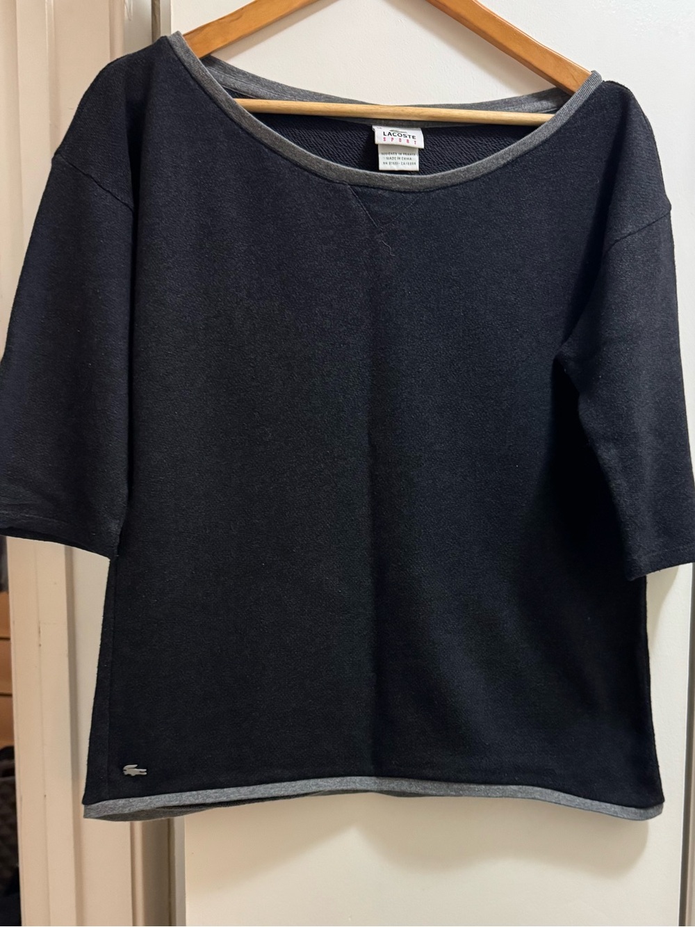 Lacoste Black Short-Sleeve Pullover with Gray Trim